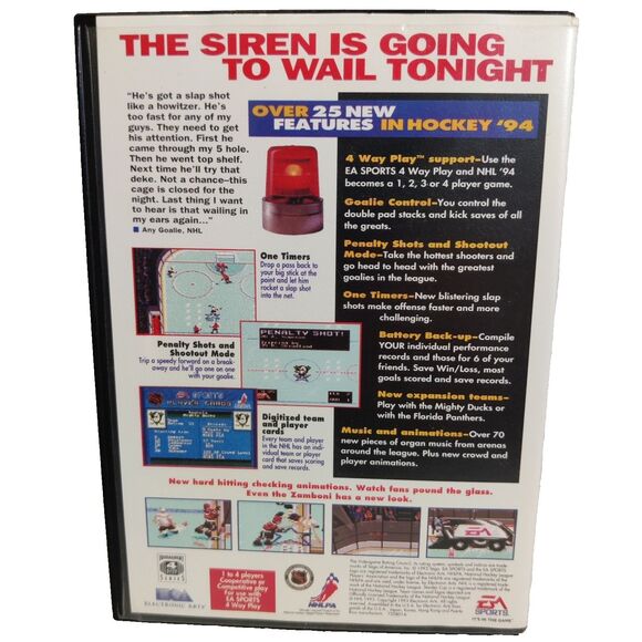 NHL '94 (Sega Genesis) Case and thick Manual for Sale, No GAME pre owned. - Picture 2 of 6